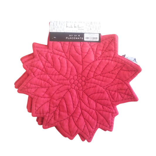 Individual Poinsettia Roja - Nicole Miller Set de 4