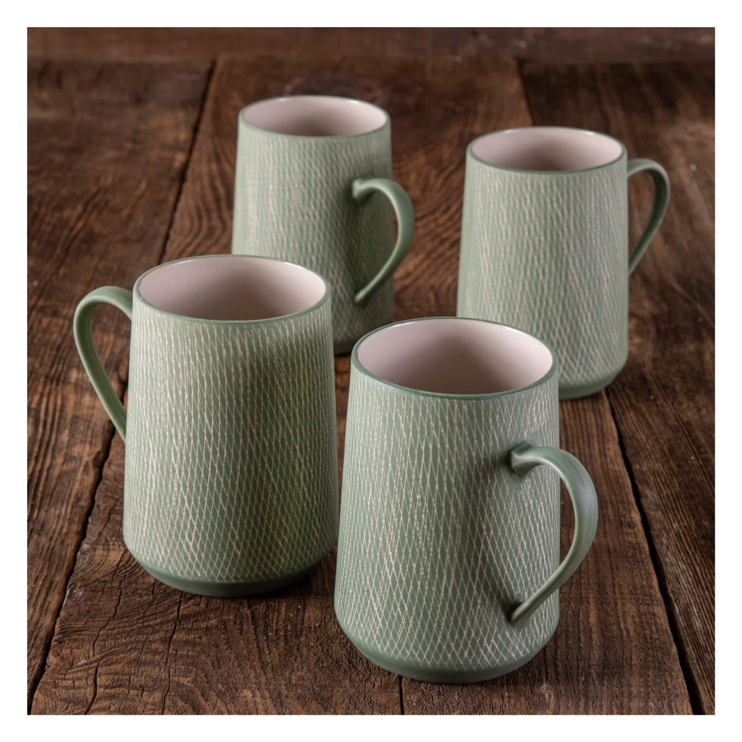 Taza Gres 20oz - Jade Crosshatch