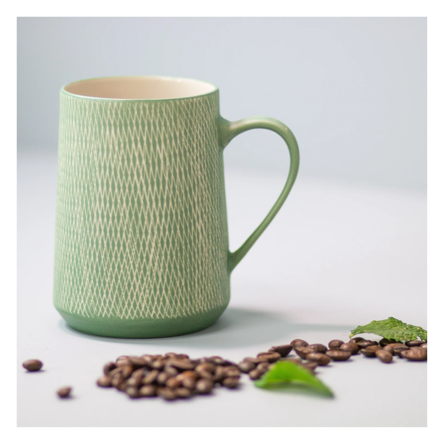 Taza Gres 20oz - Jade Crosshatch